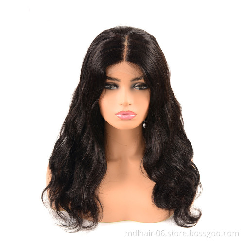 Real Virgin Human Hair Raw Indian Lace Closure Wig Body Wave 4*4 Wholesale Indian Virgin Remy Closure Swiss Lace Hair Wigs Human